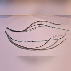 Feather Hair Extension Strands in Teal and Brown